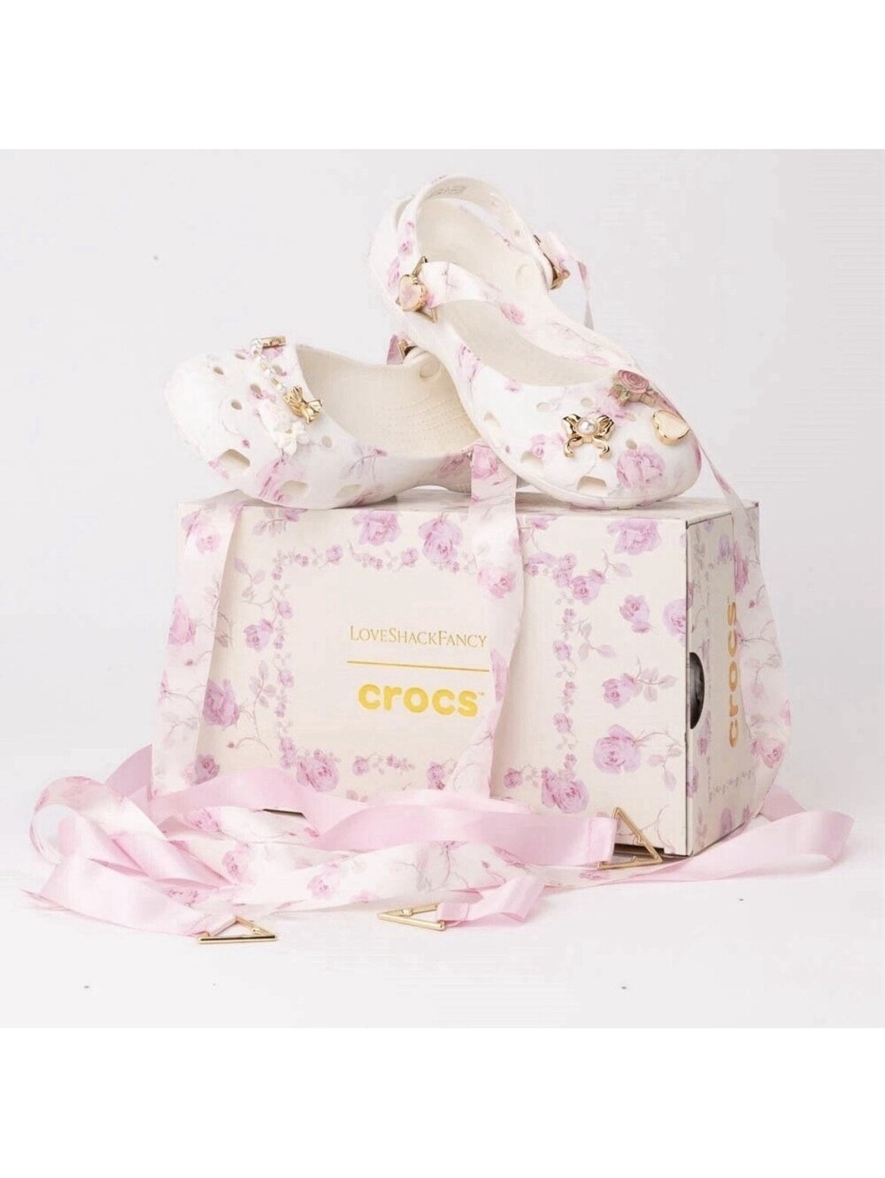 Womens LoveShackFancy x Crocs Classic Ballet Flat Oyster Size W6 OPEN BOX Fits 7